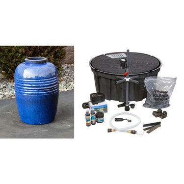 Genova FNT3145 Ceramic Vase Complete Fountain Kit Vase Fountain Blue Thumb